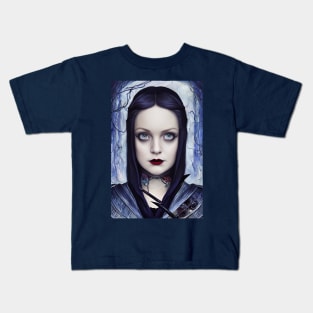 Wednesday Addams Portrait Painting Style Kids T-Shirt